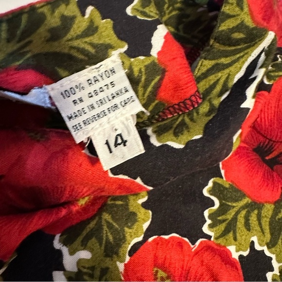Vtg 80s Caroline Wells Peplum Rayon Dress Red Floral - Picture 3 of 9